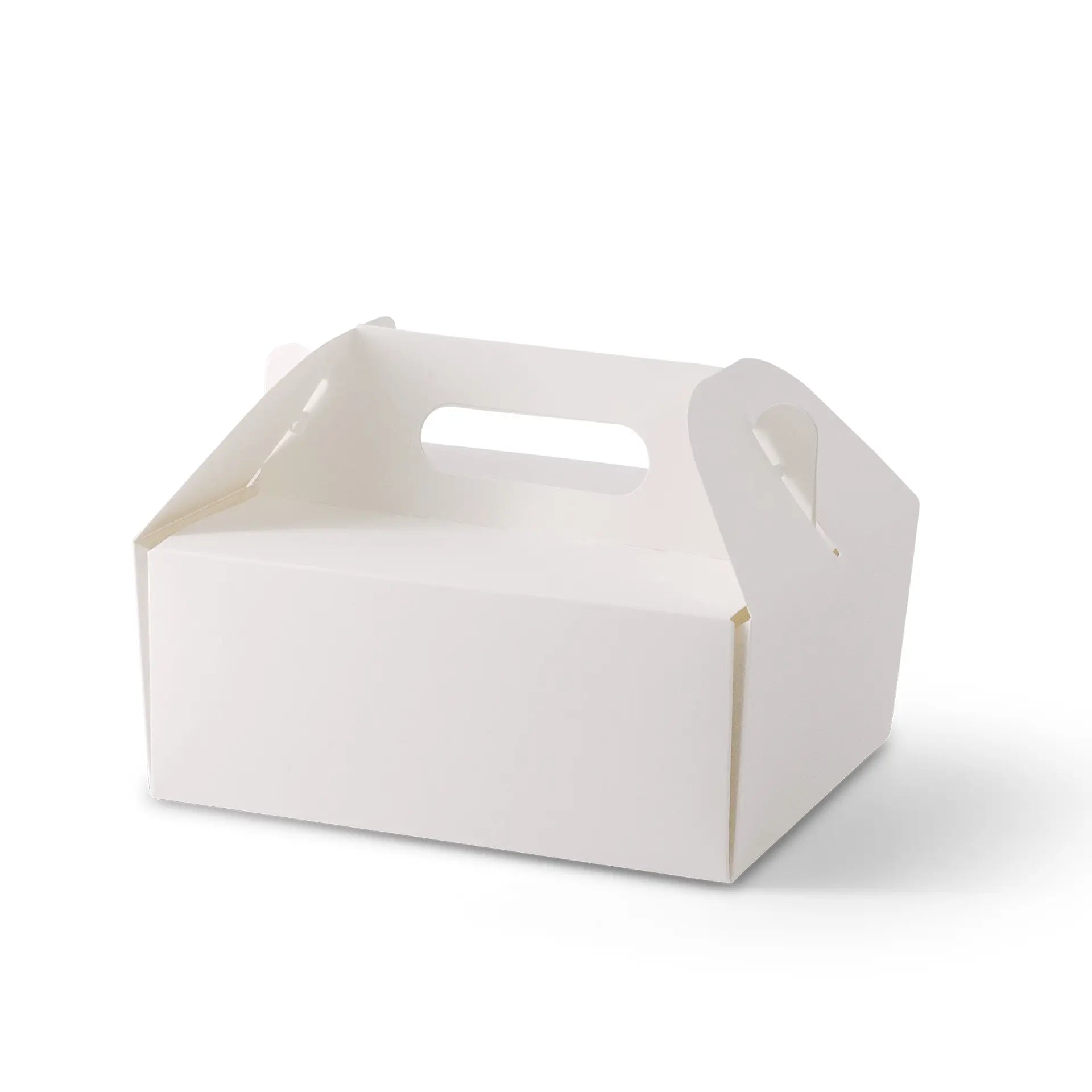 Boîte à gâteau en carton avec poignée, blanche et brune, pliable - toutes tailles