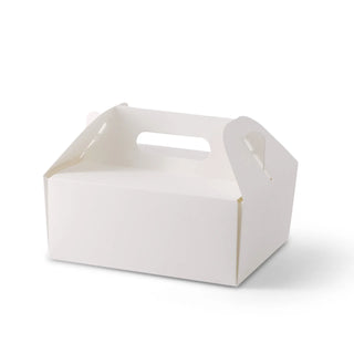 Caja para pasteles de cartón con asa, blanca y marrón, plegable - todos los tamaños