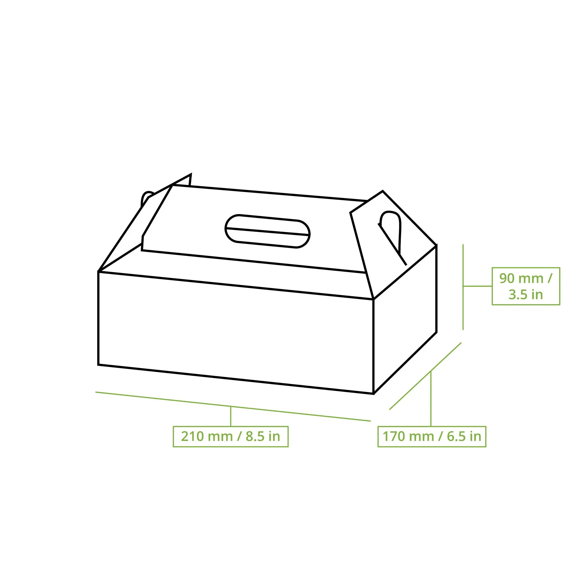 Boîte à gâteau en carton avec poignée, blanche et brune, pliable - toutes tailles