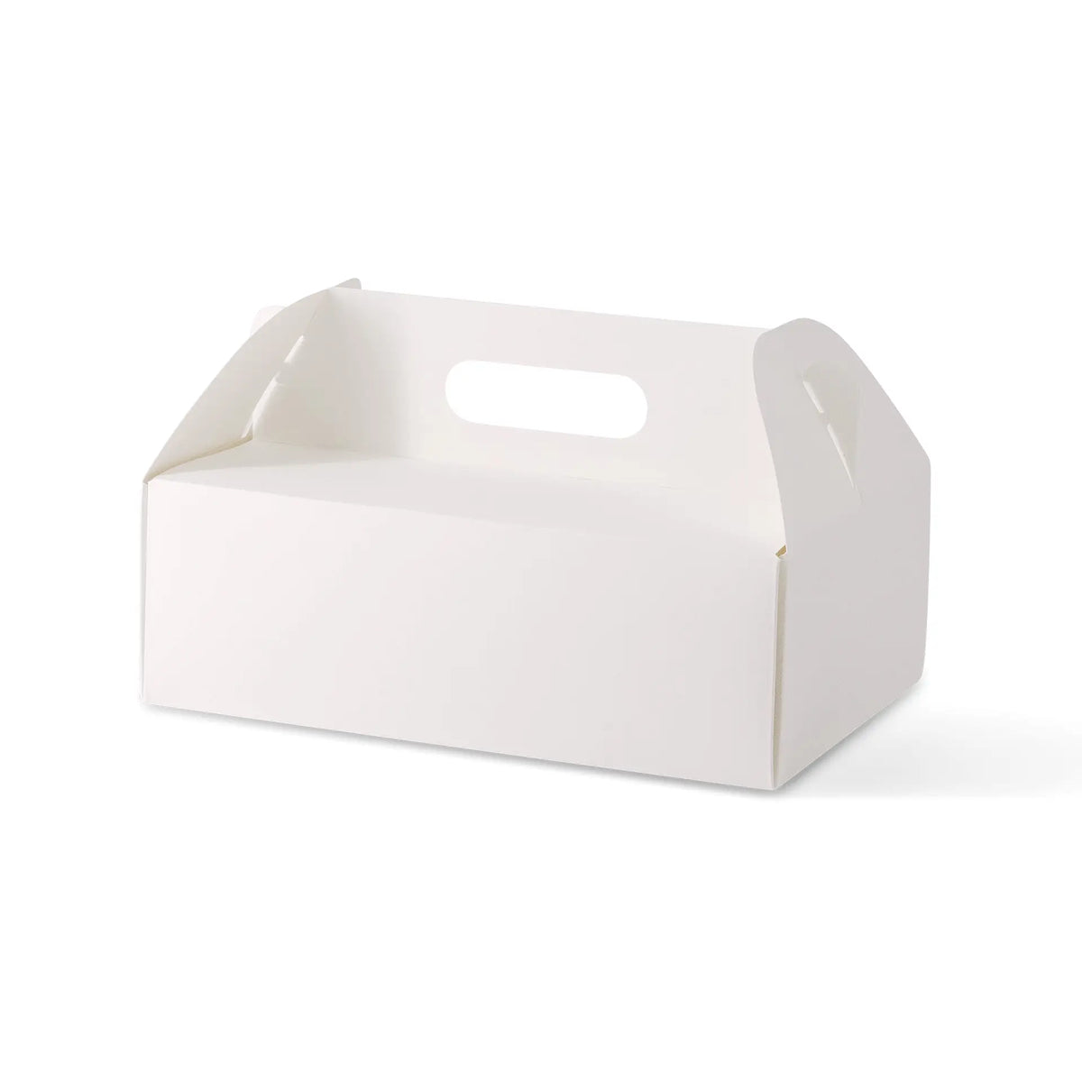 Caja para pasteles de cartón con asa, blanca y marrón, plegable - todos los tamaños