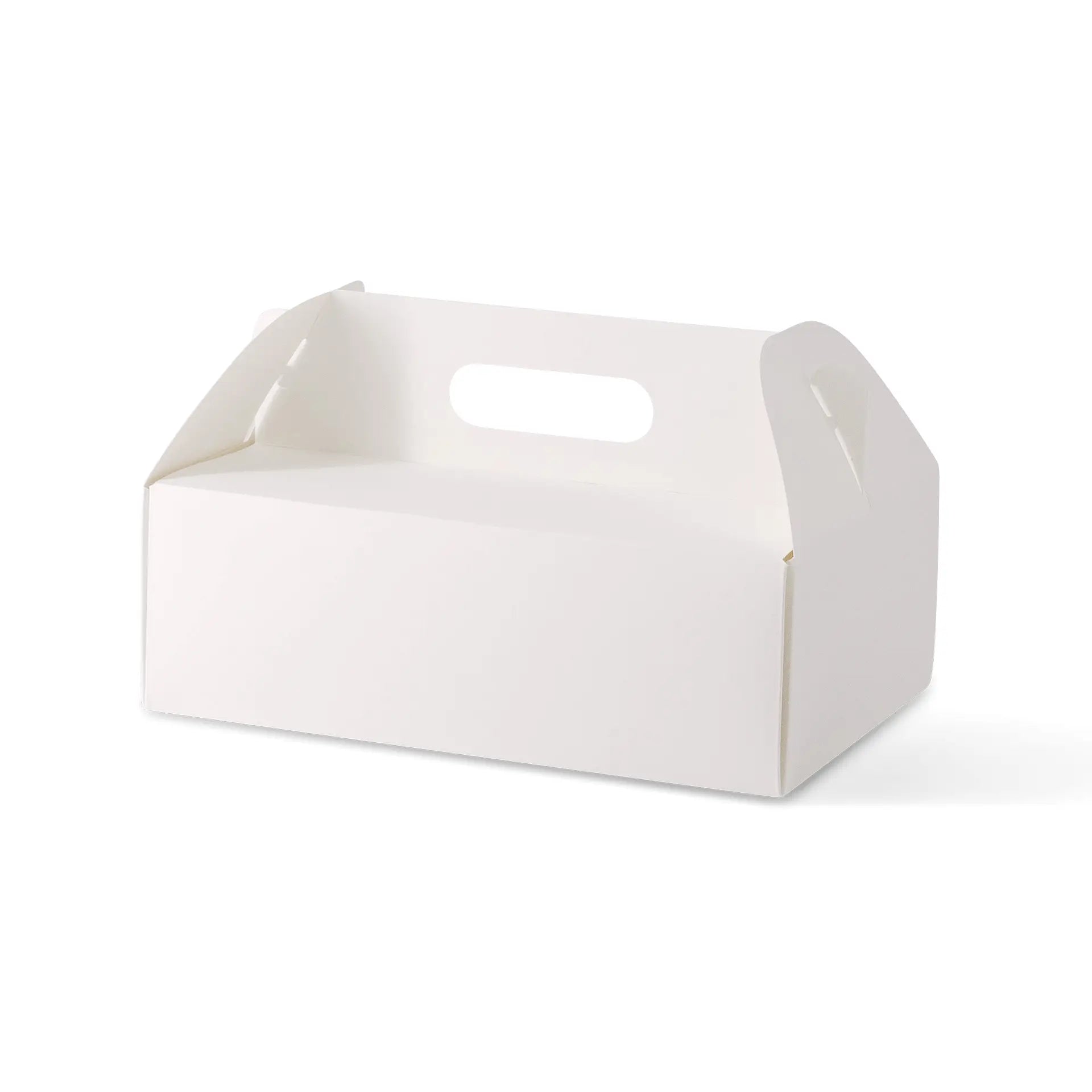 Boîte à gâteau en carton avec poignée, blanche et brune, pliable - toutes tailles