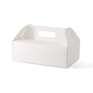 Caja para pasteles de cartón con asa, blanca y marrón, plegable - todos los tamaños