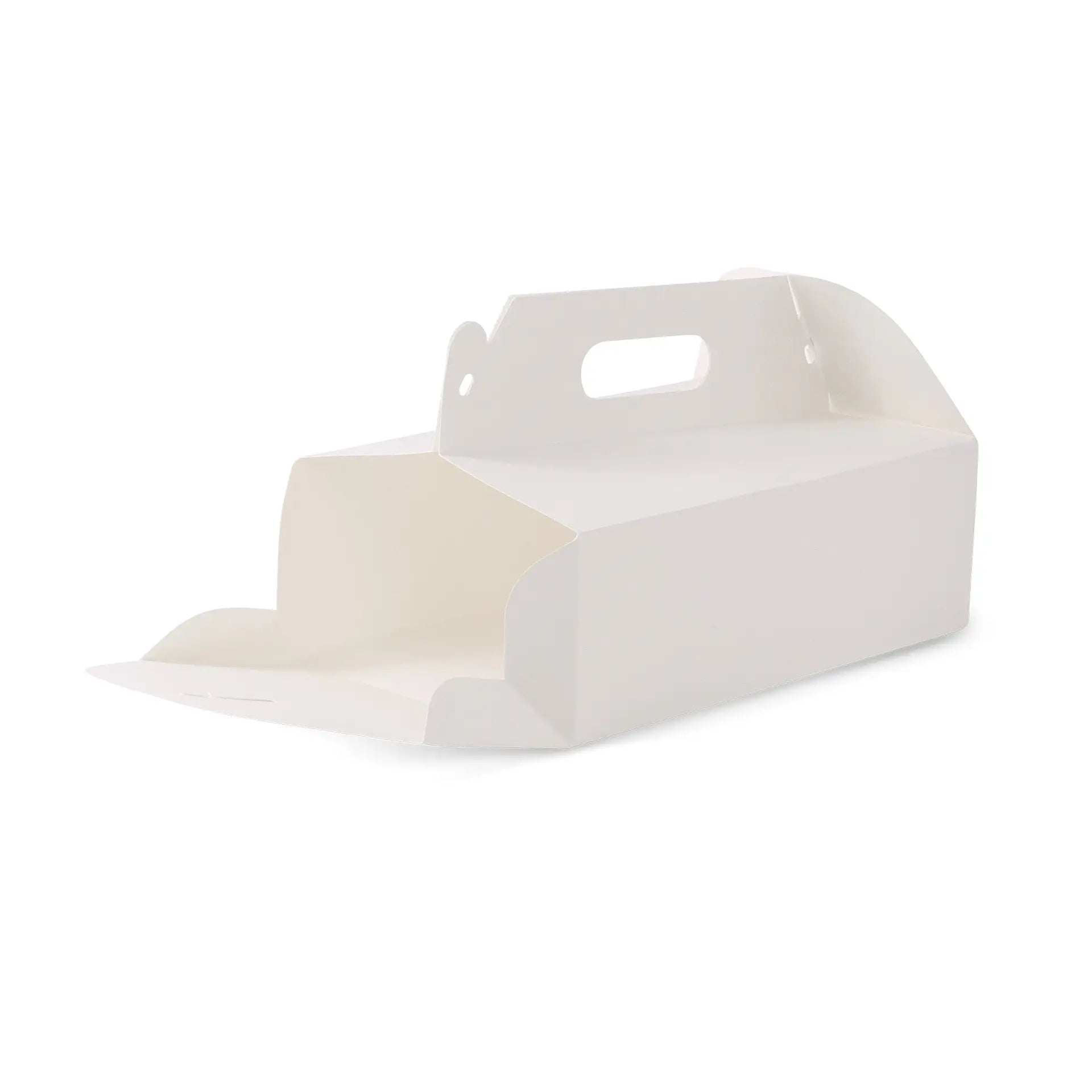 Boîte à gâteau en carton avec poignée, blanche et brune, pliable - toutes tailles