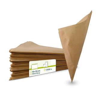 Bolsas para papas fritas de papel, resistentes a la grasa, marrón - 1.000 unidades