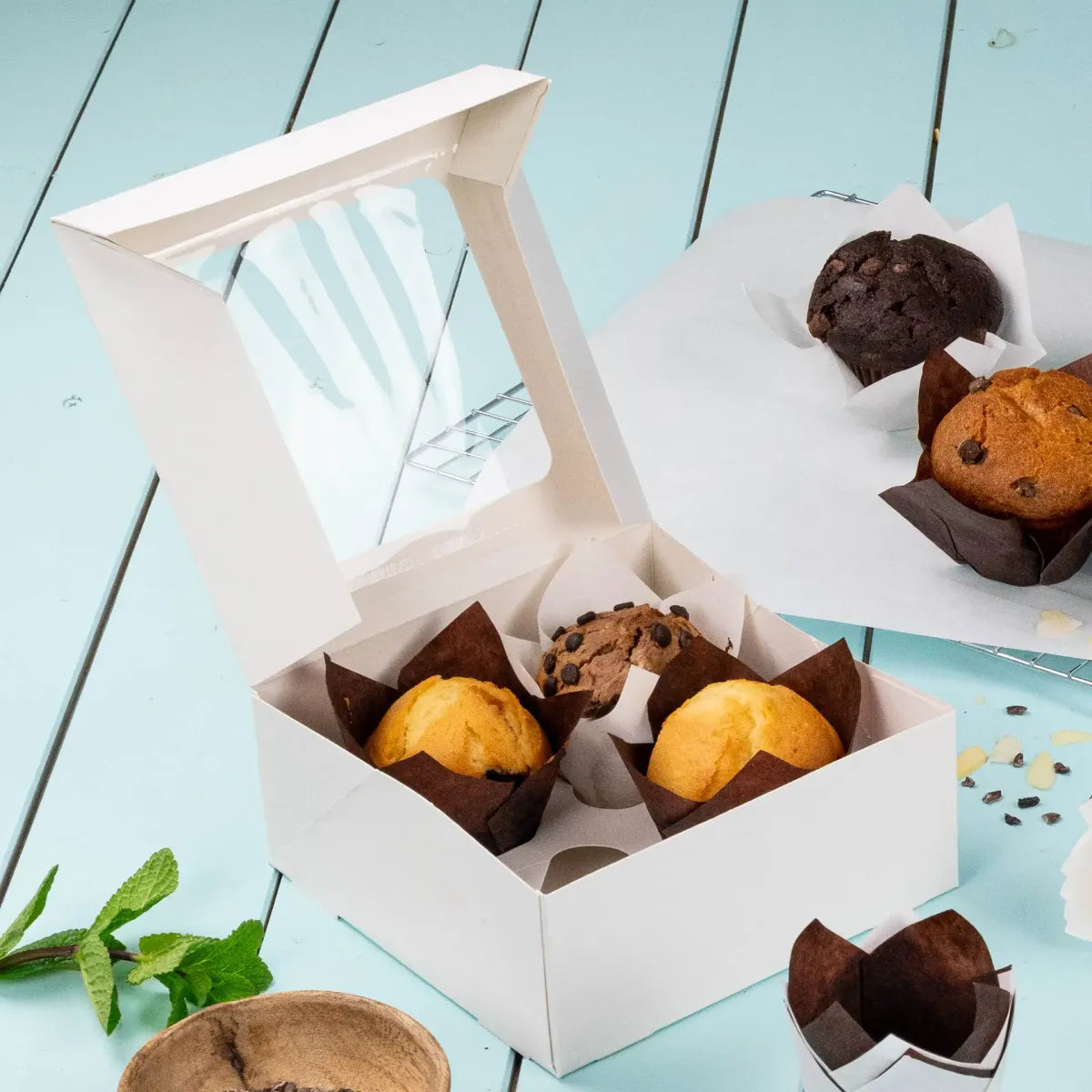 Cupcake Box mit Zellulose-Fenster Weiß