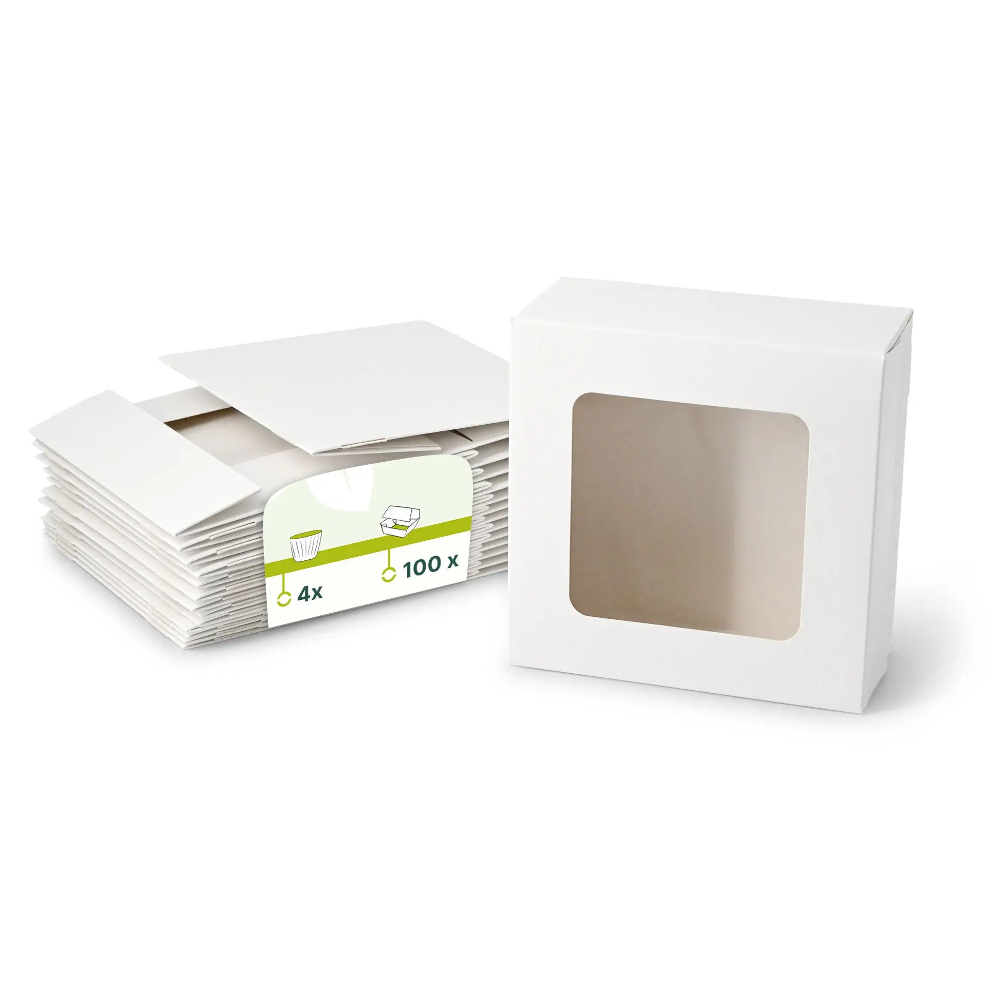 Cupcake Box mit Zellulose-Fenster Weiß