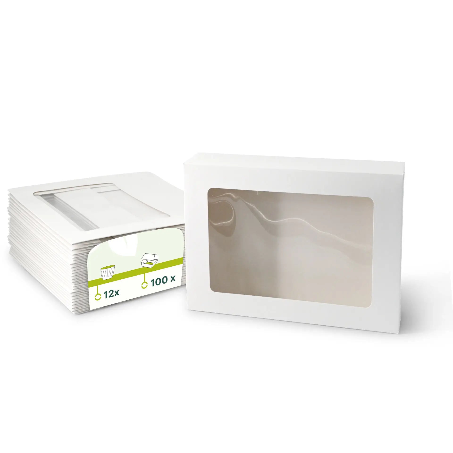 Cupcake Box mit Zellulose-Fenster Weiß